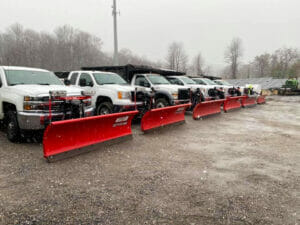 A row of snow plows