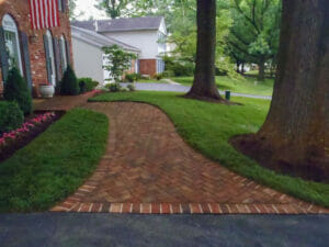 front yard brick pathway to the door