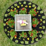 overhead look at designed flower bed at the Preakness Stakes