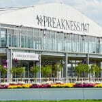 Fan area and patio from the Preakness Stakes